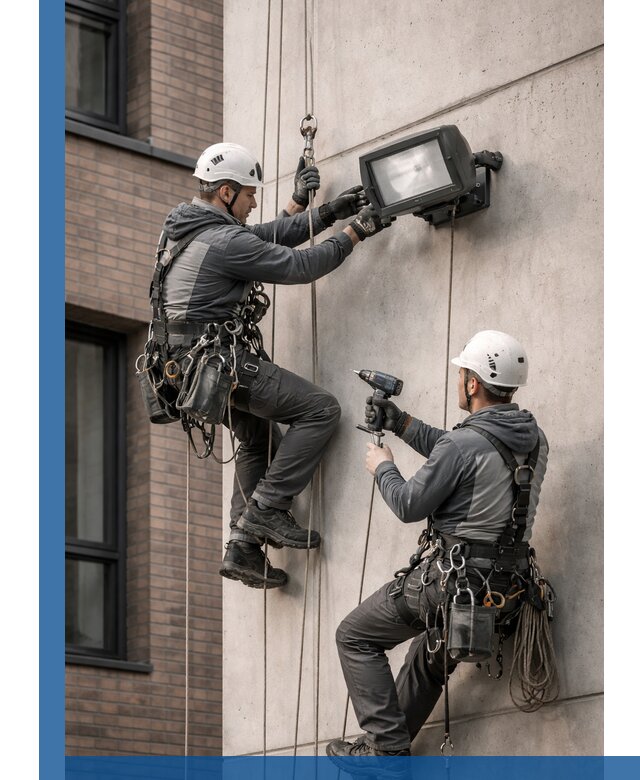 Профессиональный монтаж фасадных прожекторов в Ангарске под ключ