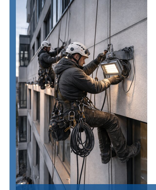 Монтаж фасадного освещения в Ангарске установка и подключение