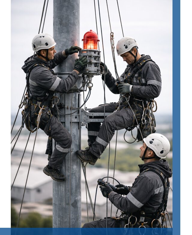 Монтаж заградительных огней в Ангарске от 8733 р. | ВЫСОТНИК-Нгр