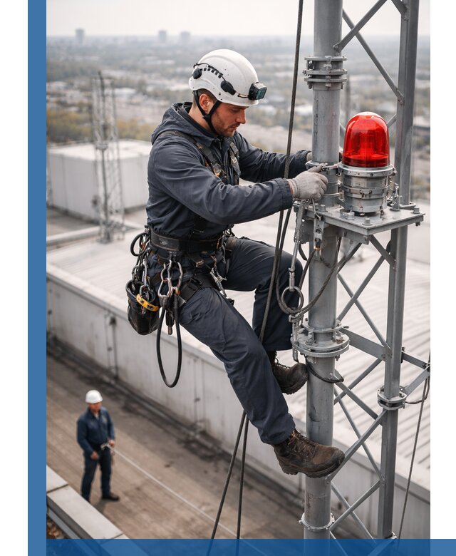 Монтаж заградительных огней и обслуживание объектов в Ангарске
