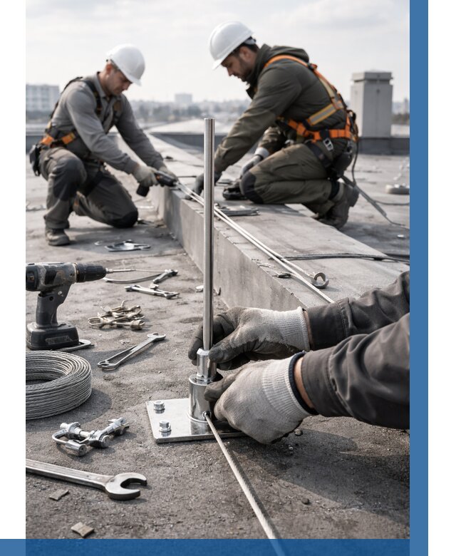 Монтаж молниезащиты на кровле в Ангарске цена от 25685 р. | ВЫСОТНИК-Нгр