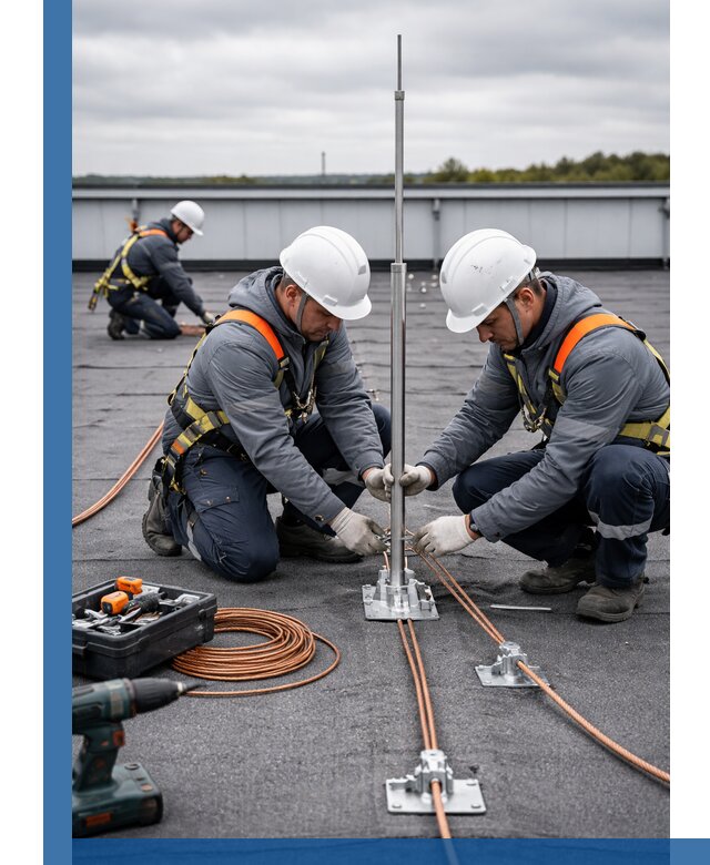 Монтаж молниезащиты на кровле в Ангарске под ключ с гарантией