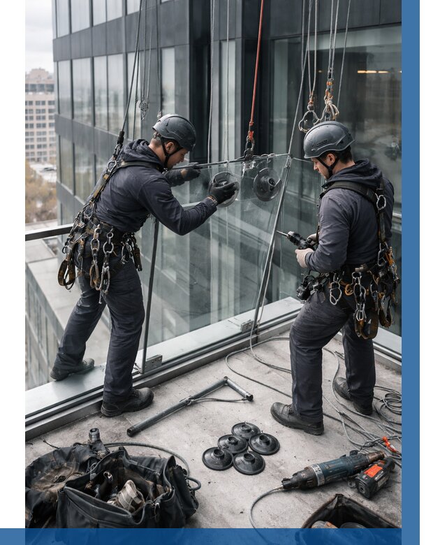 Монтаж стеклянных ограждений в Ангарске от 2569 р. | ВЫСОТНИК-Нгр