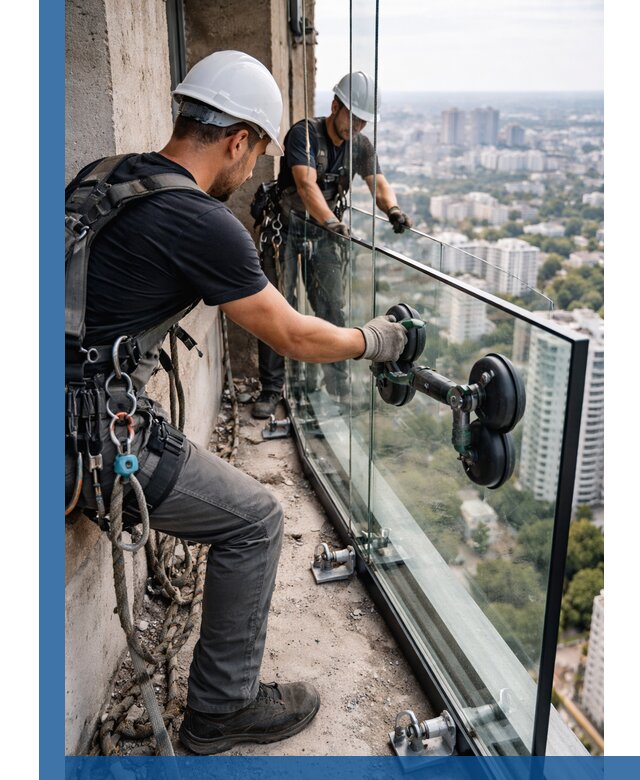 Монтаж стеклянных ограждений под ключ с гарантией в Ангарске