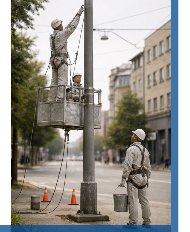 Покраска опор освещения в Ангарске от 5137 р. | ВЫСОТНИК-Нгр