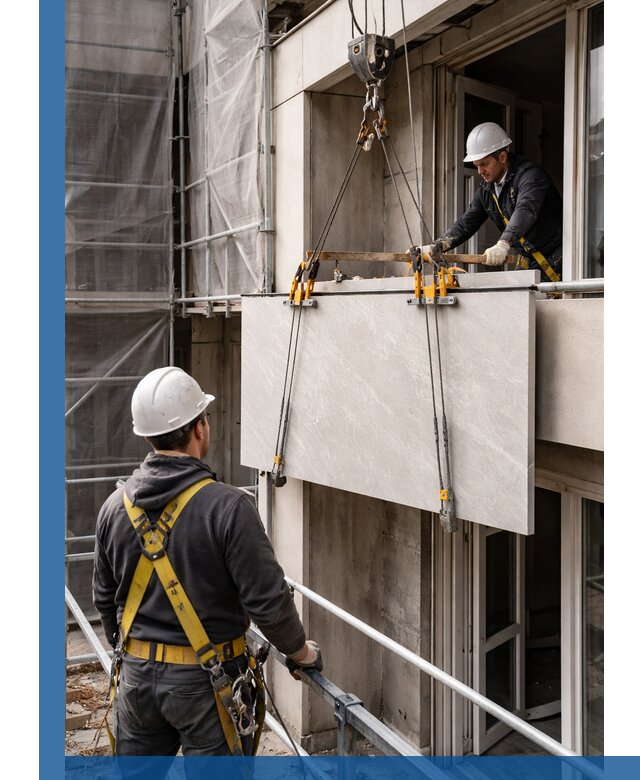 Подъем керамогранита на этаж в Ангарске грузчиками и техникой