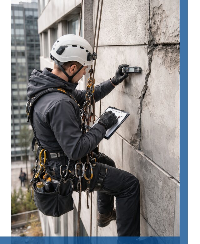 Обследование фасада альпинистами в Ангарске от 123 р. | ВЫСОТНИК-Нгр