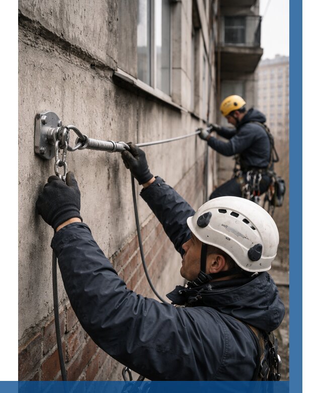 Монтаж анкерных линий в Ангарске от 3082 р. | ВЫСОТНИК-Нгр