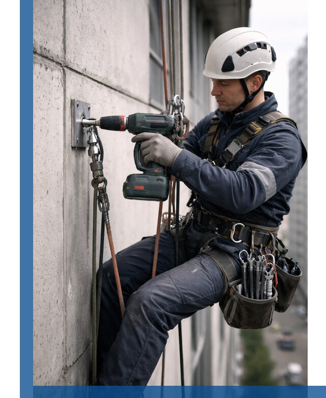 Установка анкерных точек для высотных работ в Ангарске