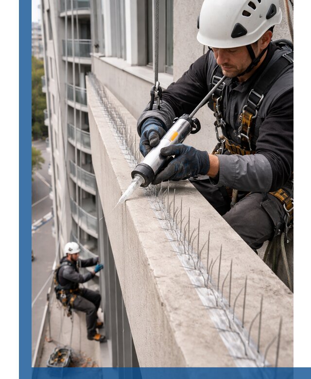 Установка шипов от птиц на фасадах и кровлях в Ангарске